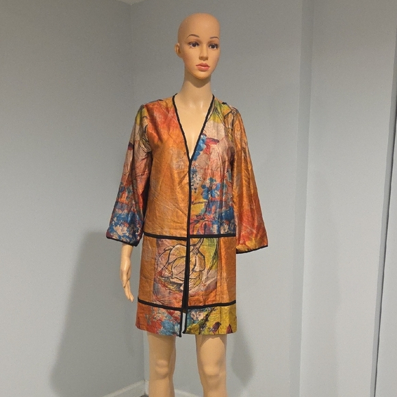 Soft Surroundings Vibrant Orange and Blue Tunic - Picture 1 of 9